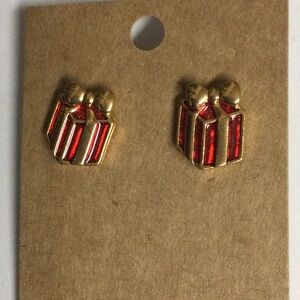 Gold and Red Gift Box Earrings